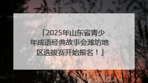 2025年山东省青少年成语经典故事会潍坊地区选拔赛开始报名！